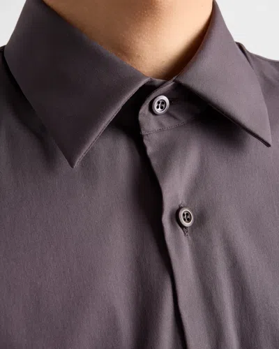 Prada Stretch Cotton Shirt In Blue
