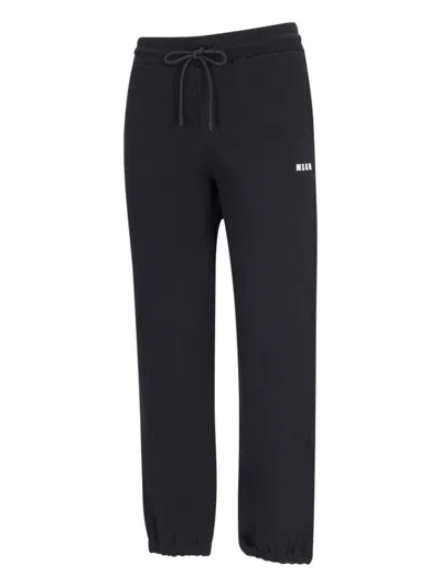 Msgm Logo Jogger Pants In Black