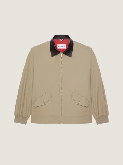 Givenchy Leather-collared Cotton-blend Jacket In Sand