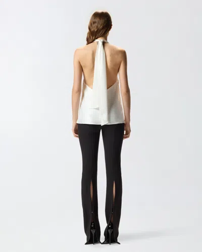 Pinko Halterneck Sleeveless Top Keyhole Detail In White