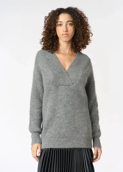 Malo Sequin-embellished V-neck Sweater In Gray