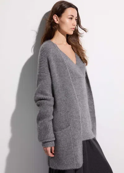 Malo Virgin Wool Blend Cardigan In Gray