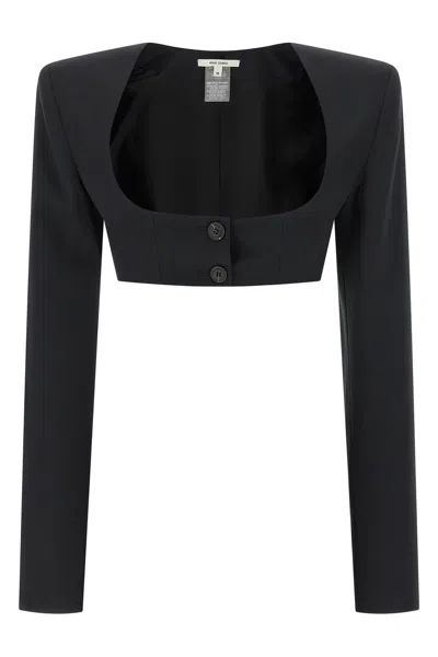 Nensi Dojaka Cleo Blazer Cropped Square Neck Jacket In Black