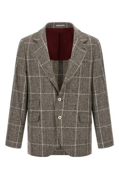 Brunello Cucinelli Men Wool Deconstructed Jacket In Brown