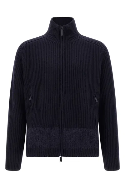 Dsquared2 Carded Wool Insert Cardigan Sweaters And Cardigans Blue In Blue