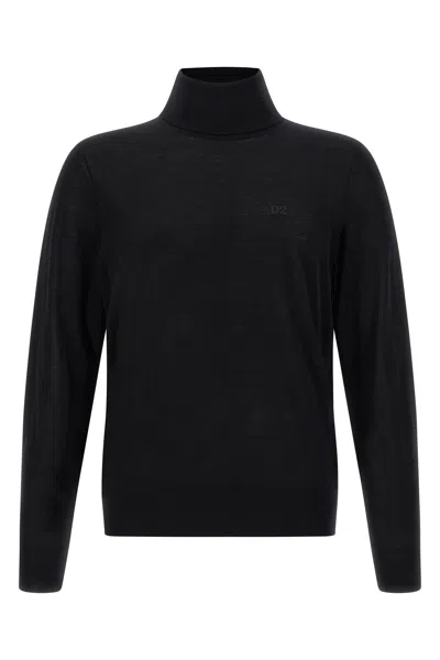 Dsquared2 Virgin Wool Turtleneck Sweater In Black