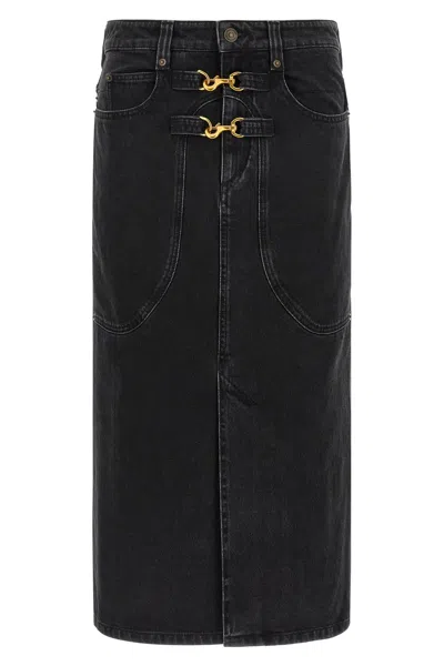 Isabel Marant 'pavina' Denim Midi Skirt In Black