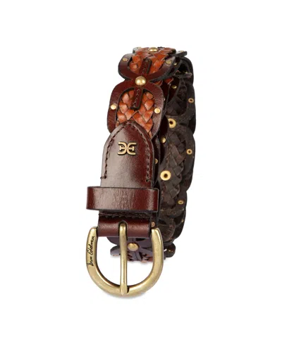 Sam Edelman Linked Braided Leather Belt In Brown