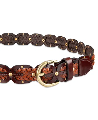 Sam Edelman Linked Braided Leather Belt In Brown