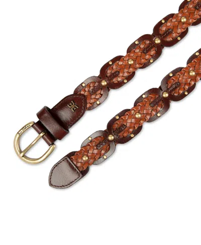 Sam Edelman Linked Braided Leather Belt In Brown