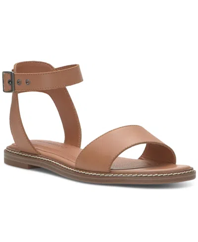 Lucky Brand Women's Kimaya Ankle-strap Flat Sandals In Brown