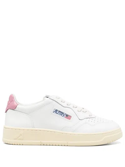 Autry White Logoed Leather Sneakers In Multi