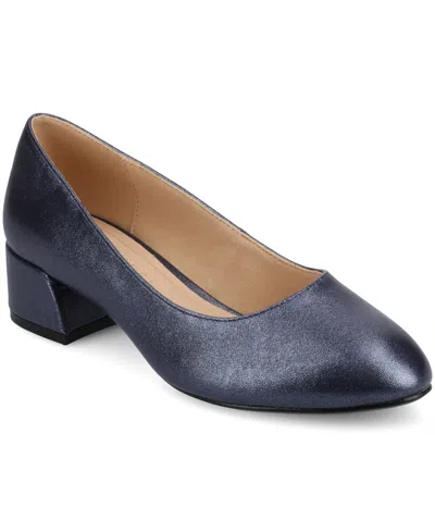 Journee Collection Saarii Womens Round Closed Toe Block Heel Pumps In Blue