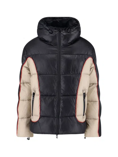 Diesel W-ostend Impactful Color-block Puffer Jacket In Black