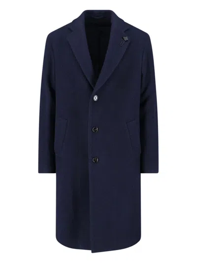 Lardini Classic Tailored Coat With Three-button Closure In Blue