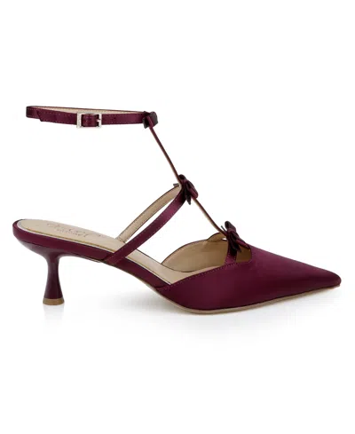 Jewel Badgley Mischka Women's Elisabetta Bow Pointed Toe Pumps In Burgundy