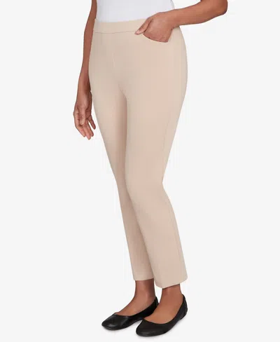 Alfred Dunner Women's Urban Legend Fitted Twill Medium Length Pants In Neutral