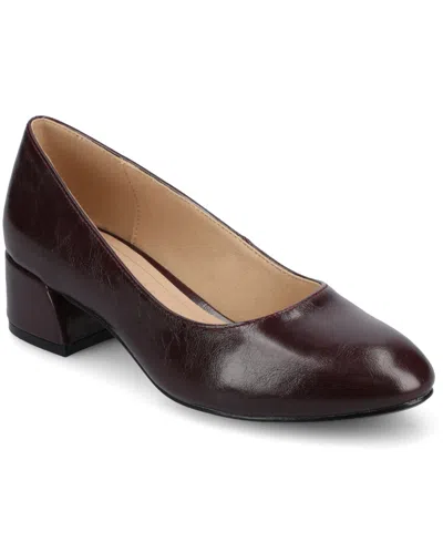 Journee Collection Saarii Womens Round Closed Toe Block Heel Pumps In Burgundy