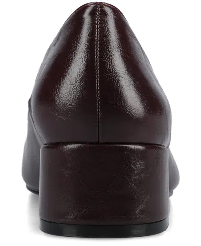 Journee Collection Saarii Womens Round Closed Toe Block Heel Pumps In Burgundy