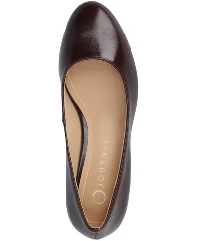 Journee Collection Saarii Womens Round Closed Toe Block Heel Pumps In Burgundy