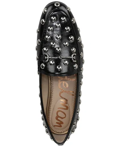 Sam Edelman Loraine Studded Metallic Loafers In Black