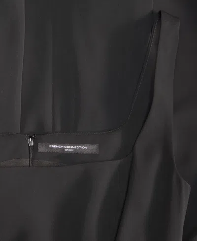 French Connection Square Neck Inverted Pleat Mini Dress In Black