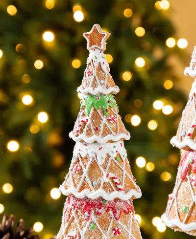 Glitzhome Resin Christmas Tree Table Decor, Set Of 2 In Multi