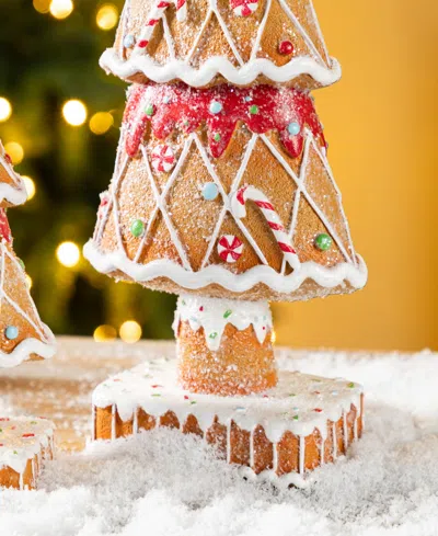 Glitzhome Resin Christmas Tree Table Decor, Set Of 2 In Multi