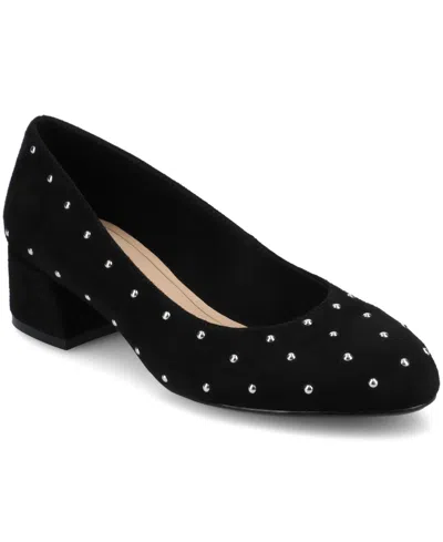 Journee Collection Saarii Womens Round Closed Toe Block Heel Pumps In Black