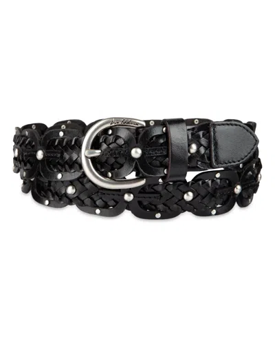 Sam Edelman 28mm Ee Link Braid Belt Black Leather In Black