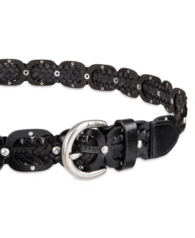 Sam Edelman 28mm Ee Link Braid Belt Black Leather In Black