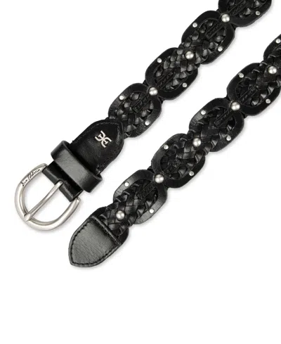 Sam Edelman 28mm Ee Link Braid Belt Black Leather In Black