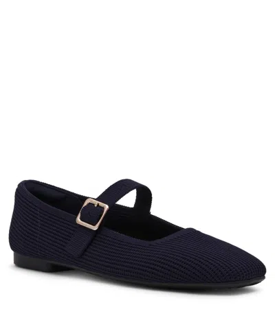Anne Klein Women's Mabel Knit Mary Jane Flats In Blue