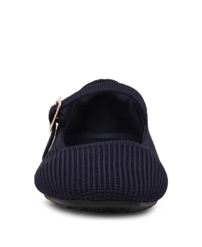 Anne Klein Women's Mabel Knit Mary Jane Flats In Blue