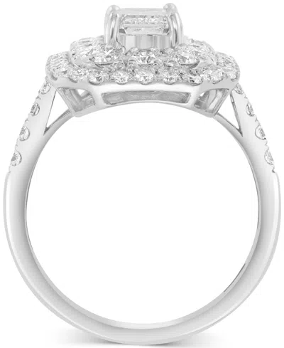Effy Collection Effy Lab Grown Diamond Emerald- & Round-cut Halo Ring (2-1/5 Ct. T.w.) In 14k White Gold In Gold