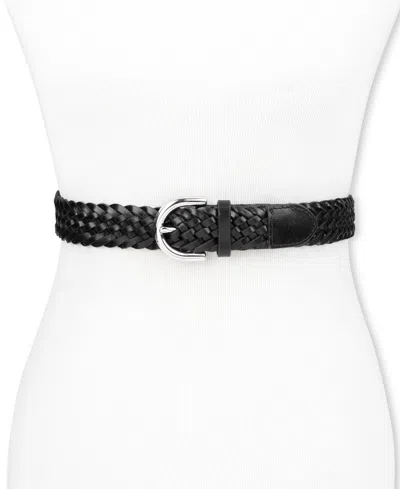Cole Haan Braided Leather Belt In Black