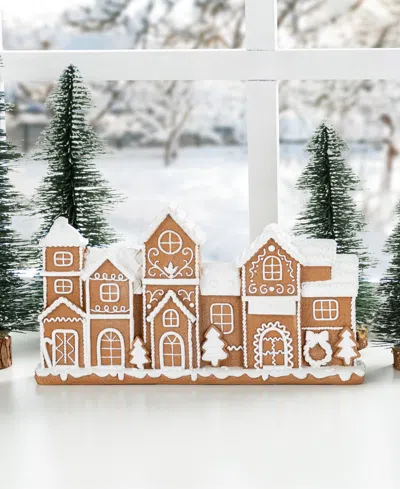 Glitzhome 12" Resin Christmas Gingerbread Townhouse Figurine In Multi