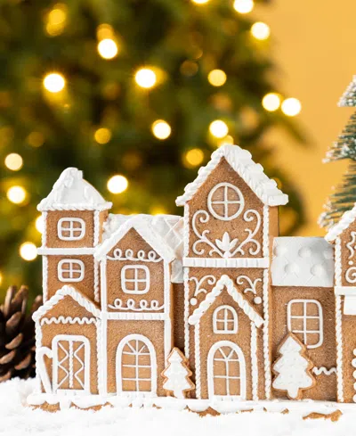 Glitzhome 12" Resin Christmas Gingerbread Townhouse Figurine In Multi
