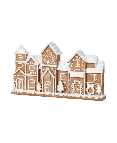 Glitzhome 12" Resin Christmas Gingerbread Townhouse Figurine In Multi