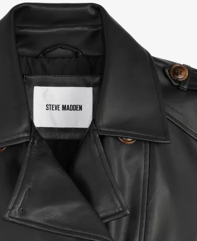 Steve Madden Women's Belted Faux-leather Jacket In Black