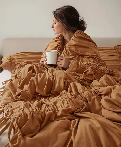 510 Design Mia Ruched 3-pc. Comforter Set, King In Brown