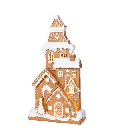 Glitzhome 17.75" Lighted Resin Christmas Gingerbread House Figurine In Multi