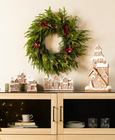 Glitzhome 17.75" Lighted Resin Christmas Gingerbread House Figurine In Multi