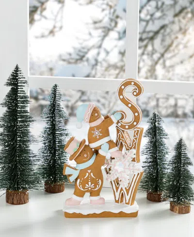 Glitzhome 12.5" Resin Christmas Gingerbread Figurine In Multi