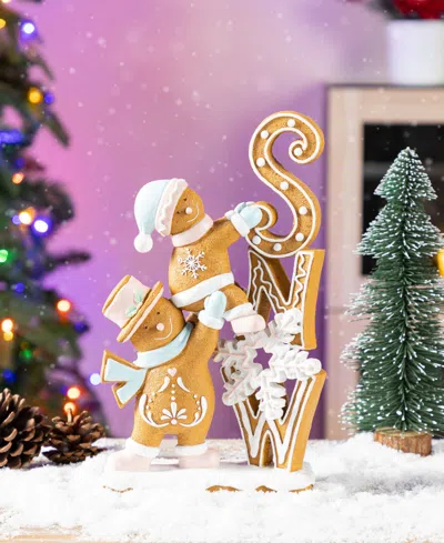 Glitzhome 12.5" Resin Christmas Gingerbread Figurine In Multi