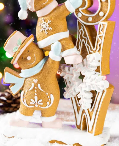 Glitzhome 12.5" Resin Christmas Gingerbread Figurine In Multi