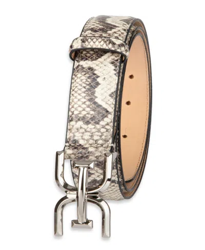 Sam Edelman Women's Skinny Exotic Textured Double-e Plaque Buckle Belt