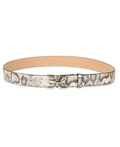 Sam Edelman Women's Skinny Exotic Textured Double-e Plaque Buckle Belt