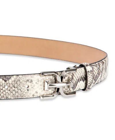 Sam Edelman Women's Skinny Exotic Textured Double-e Plaque Buckle Belt
