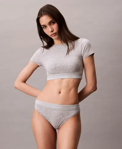 Calvin Klein Women's Icon Cotton Stretch Lightly Lined T-shirt Bralette In Gray